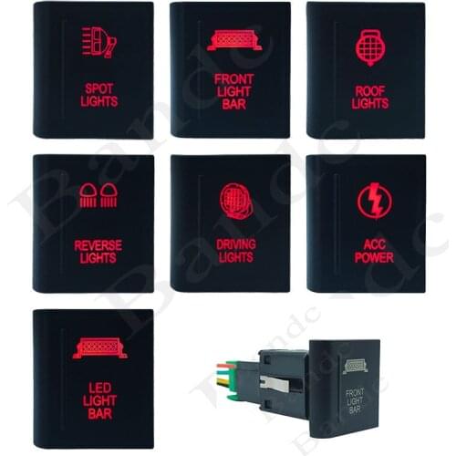 3Amp 12V Car Push Button Switch On-Off Dual RED Led for VW Volkswagen Amarok, Right Side Left Side, With Wiring Connector