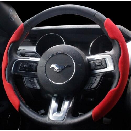 Fleece Steering Wheel Cover Protection Cover Car Interior Decoration Accessories for 2015-2020 Ford Mustang
