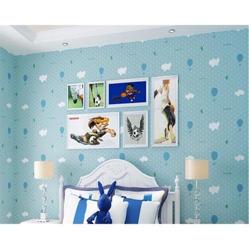 Beibehang Environmenta non wovens wallpaper boy girl warm cartoon children room blue sky white clouds balloon paper papier peint