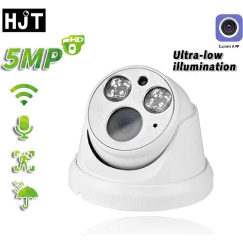 HJT 5MP Built-in WIFI IP Camera Starlight level IR Night Vision Dome Security Camera Wireless Human Motion Detection TF Card