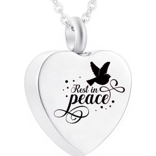 Cremation Jewelry Heart Pendant Metal Aluminum Urn Necklace -I’LL See You On The Other Side Of The Stais