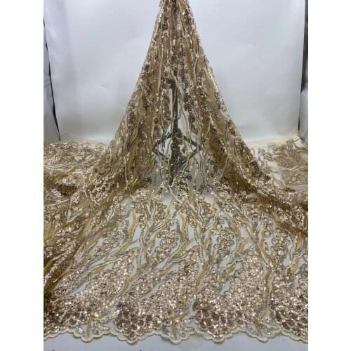 Hot Sale French Fabric SYJ-4686814 sequins Nigeria Lace Fabric High Quality African Tulle Lace Fabric For Wedding Party Dress