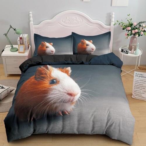 Cute Guinea Pig Bedding Sets Single/Double/Queen/King Size 2/3 PCS Quilt Duvet Cover Set With Pillowcase Bedclothes