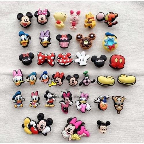 Geniune Cute Shoe Charms Accessories Cartoon Mickey Minnie Donald Duck Shoes Buckle Decorations for Sandals Charms Kids Gift