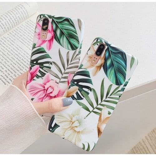 FAYDAI Fashion Leaf Flower Case For Huawei P20 Lite P30 Pro Mate 20 Back Cover TPU Silicone For Huawei P30 lite Phone Case Stand