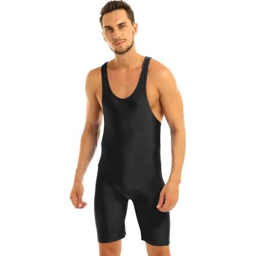 Mens One-piece Bodysuit Ballet Dance Leotard Sleeveless Solid Modified Wrestling Singlet Gymnastics Tight Male Exercise Clothes