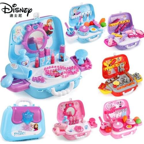 Disney Girls Princess Frozen Dressing Makeup Toy Set Kitchen Kids Beauty Toys Childrens Simulation Dressing Table Fashion Toys