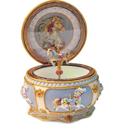 New Lovely Carousel Music Box with Sound Control LED Flash Lights Creative Birthday Valentines Day Gifts for Girl Friend Kids