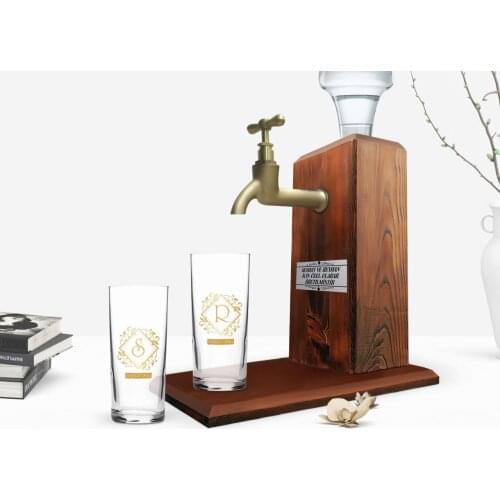 Personalized Colorful Printed Is Dual Arrack Cup and Wood Rack Stand Gift Seti-15