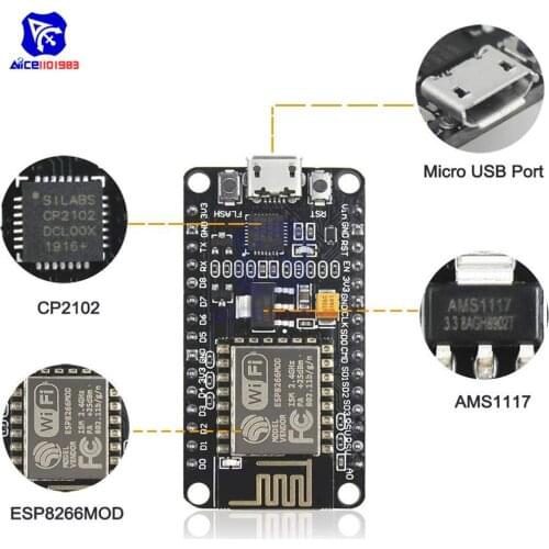 Diymore ESP-12E ESP8266 NodeMCU V2 CP2102 Internet WiFi Expansion Board Open Source Wireless Module for Arduino IDE/Micropython