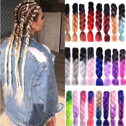 Ombre Braiding Jumbo Braids Hair Extension for Women Synthetic Crochet Rainbow Jumbo Braiding Hair
