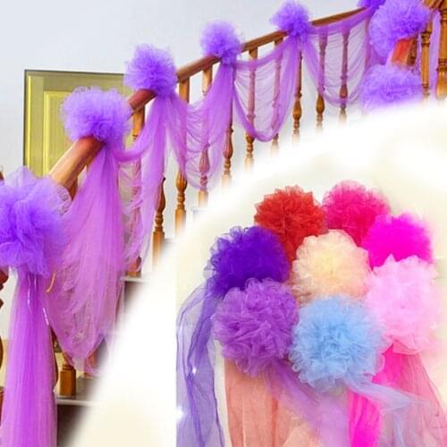 20/30cm Tulle Yarn Pompom Artificial Flower Balls Garland Wedding Car Home Hanging Decoration Festival Party Crafts Supplies