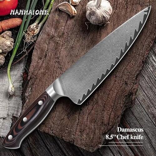Professional Chef Knife Damascus Steel VG10 Japanese Kitchen Knives Butcher Gyuto 8.5 Inch Cook Knives Slicing G10 Handle