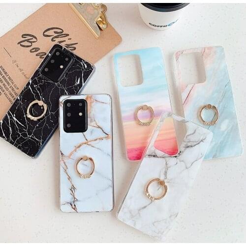 S20 Plus Marble Case on sFor Samsung Galaxy S20Plus S20 Ultra S10 S8 S9 Plus S10E Note 8 9 10 Plus cover etui Ring Phone Case