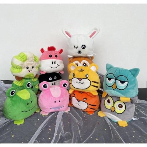 Cute Emotion Flip Plush Toy Stuffed Plush Angry Flip Happy Toys Soft Double-Sided Colorful Animal Doll Popular Children Gifts