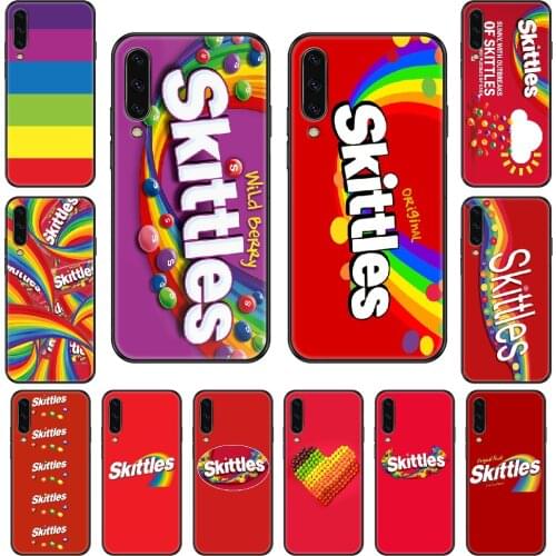 Skittles Rainbow Fruit Candy Phone case For Samsung Galaxy A 3 5 8 9 10 20 30 40 50 70 E S Plus 2016 2017 2018 2019 black