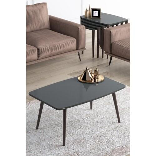 Modern Telwe Series Mdf 1. Grade 4 Pcs Zigon Coffee table And Medium Coffee table Pad Anthracite/walnut coffe table