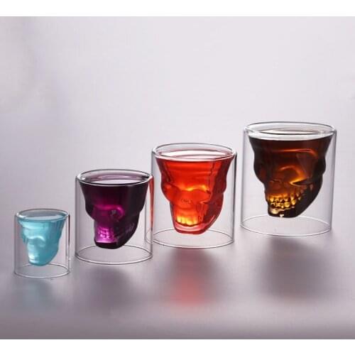 2pcs Skull Cup Shot Glass Transparent Cup Crystal Skull Head Glass Cup for Whiskey Wine Vodka Bar Club Beer Wine Glass