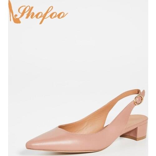 Taupe Slingback Pumps High Chunky Heels Women Pointed Toe Large Size 13 16 Ladies Woman Fashion Mature Buckle Strap Shoes Shofoo