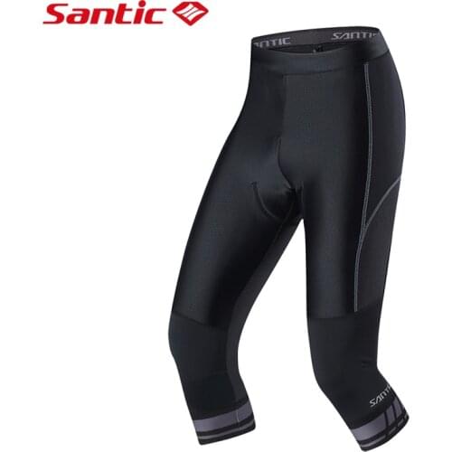 Santic Cycling Shorts 3/4 Coolmax 4D Padded Shorts Shockproof Knee Protection Reflective Mtb Shorts Road Bike Riding