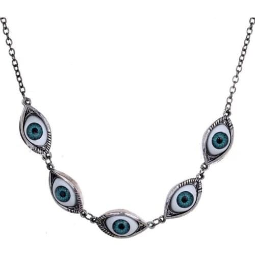 Vintage Punk Turkish Devil Evil Eyes Pendant Necklace BFF Steampunk Choker Lucky Gift For Women Witch Gothic Jewelry New Fashion