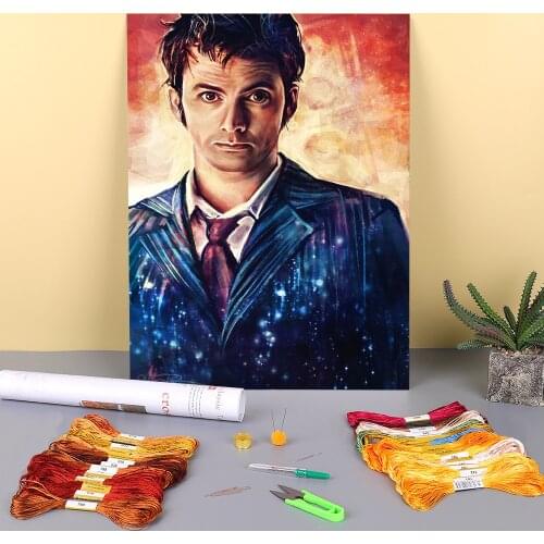 Portrait The Time Lord Printed Water-Soluble Canvas 11CT Cross-Stitch Kit Embroidery DMC Threads Painting Hobby Mulina