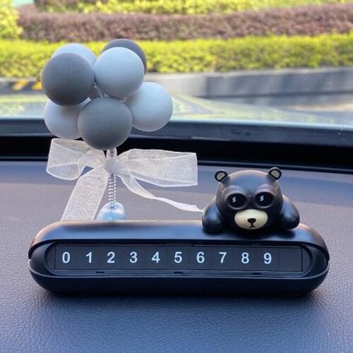Temporary Parking Number Plate Cartoon Bear Shape Rotating Hidden Design Personalized Parking Number Plate Auto Parts Interior