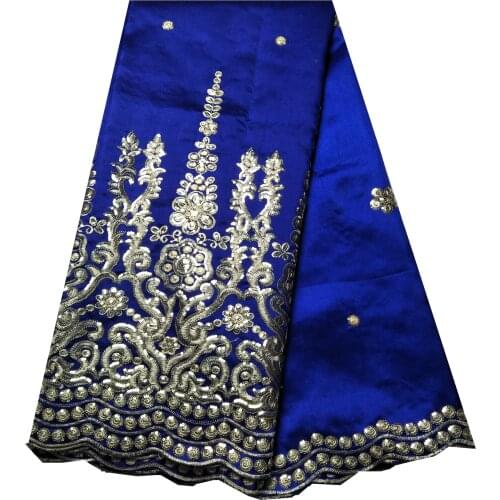 High Quality Royal Blue George Lace Fabric Women /Men Sequins Party Clothes African Cotton Nigerian Raw Silk 5 Yards KRL-91954