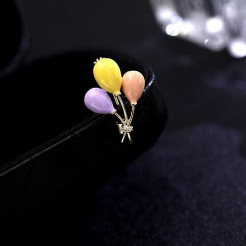 Summer Painting Hot Air Balloon Pin 14K Gold Crystal Rhinestone Brooches Women Unisex Spring Collar Pins Jewelry Gifts For Girl