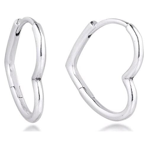 2020 Autumn Asymmetrical Heart Hoop Earrings For Women 925 Sterling Silver earring silver 925 brincos fine jewelry Free shipping