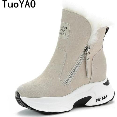 Winter Genuine Leather Women Snow Boots Fur Warm Platform Sneakers Fashion Ankle Boots New Casual Footwear Woman Zip Botas 2020