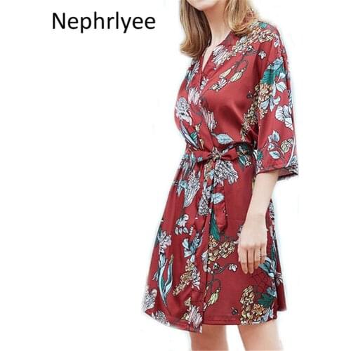 Womens Satin Wedding Kimono Robe Sleepwear Robes Pajamas Bathrobe Nightgown Spa Robes Dressing SLP001394