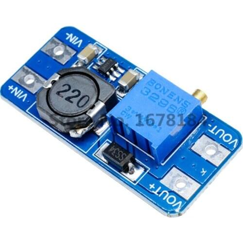 1PCS MT3608 DC-DC Adjustable Boost Module 2A Boost Plate Step Up Module with MICRO USB 2V-24V to 5V 9V 12V 28V