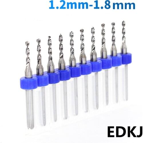 10pcs/Set 1.2MM-1.8MM PCB bit Hard Alloy PCB Print Circuit Board Carbide Micro Drill Bits Tool for SMT CNC
