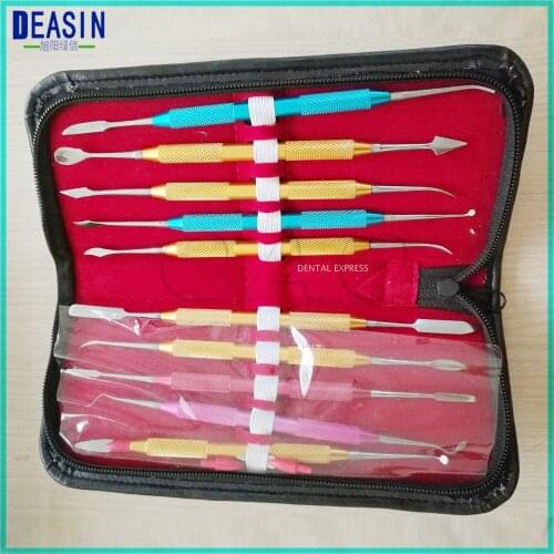 Free shipping 10Pcs /set Factory outlet Dental Lab Denture Ceramic Porcelain Knife Blade Spatula Double Head New