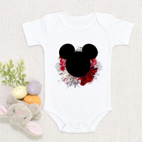 2021 Kids Baby Boys Romper Summer Newborn Baby Girls Short Sleeve Floral Mickey Print Rompers One-pieces Jumpsuits Outfits