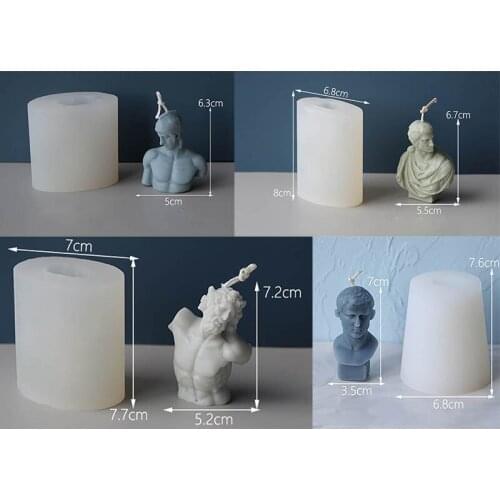 1PC 3D Ares Brutus Agriba Laocoon Plaster Portrait Silicone Mold European Greek Roman Candle Making Handmade Resin Wax Moulds