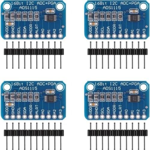 4pcs ADS1115 16 Bit 4 Channel I2C IIC For Raspberry Pi ADC PGA Amplifier High Precision Converter Development Board For Arduino