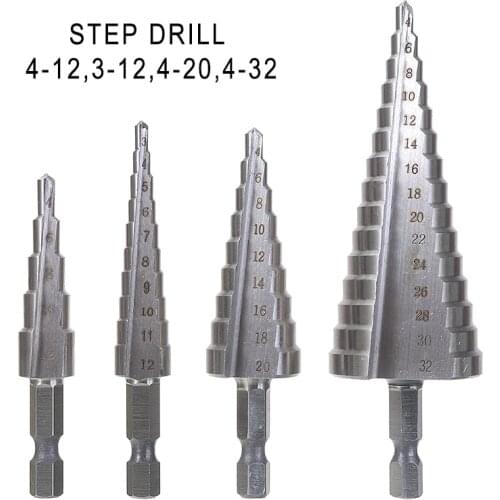 4PC Hole Cutter Automatic Deburring HSS Step Cone Drill Hole Opener DIY High-quality Drill Bit Set With Nylon Storage Bag