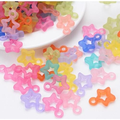 50Pcs/Lot Mixed Transparent Acrylic Beads Charm Five-Pointed Star Shape Loose Beads For Making Jewelry DIY Necklace Accessories