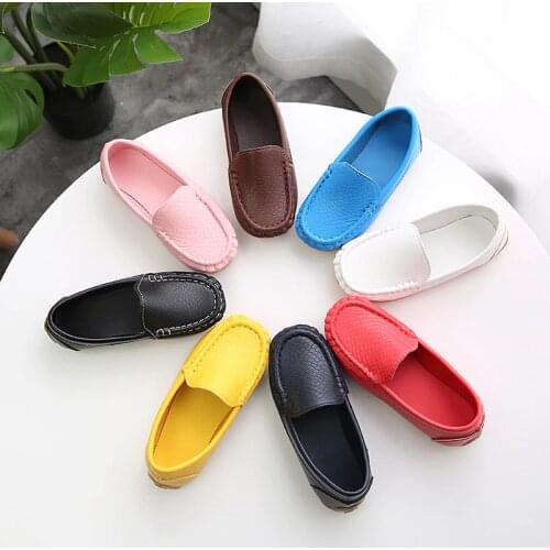 8 Colors Children Shoes PU Leather Casual Styles Boys Girls Shoes Soft Comfortable Loafers Slip On Kids Shoes All Sizes 21-36