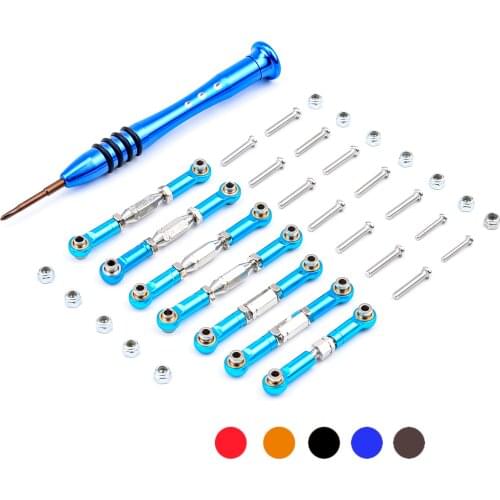 6Pcs Adjustable for Wltoys 1/18 A949 A959 A969 A979 K929 Aluminum Upgrade Spare Parts Metal Linkage Pull Rod Servo Link A959-B