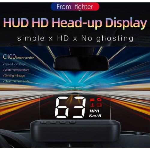 C100 OBD2 HUD Head up Display KM/h MPH Auto Electronics OBD2 Hud car Speed Projector display driving Computer Car Accessories