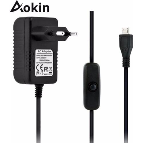 Aokin 5V 3A Power Supply Charger AC Adapter Micro USB Cable with Power On/Off Switch EU US UK AU Plug For Raspberry Pi 3 banana