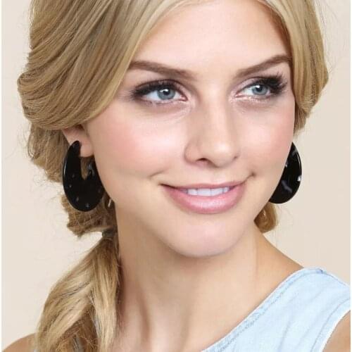 Trendy Brinco Blue Flat Semicircle Hoop Earrings ZA Resin For Women Bohemia Elegant Acrylic Design Leopard Acrylic Jewelry