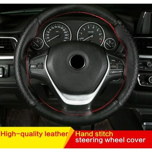 Car Steering Wheel Cover Universal DIY Braid & Needles Thread Fit For 38cm Diameter Genuine Leather Car Steering Wheel Covers
