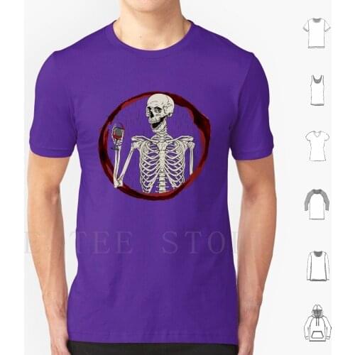 Black Like My Soul Skeleton Drinking Red Wine Or Death T Shirt DIY Big Size 100% Cotton Wine Wine Skeleton Skull Drinking Wine