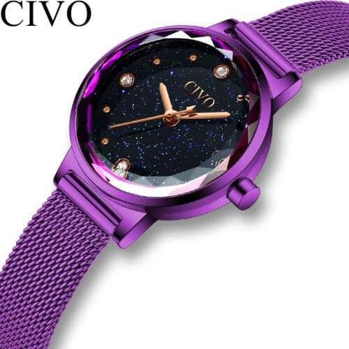 CIVO Fashion Starry Sky Women Watches Luxury Diamond Mesh Strap Ladies Waterproof Quartz Watches Relogio Feminino Gift For Wife