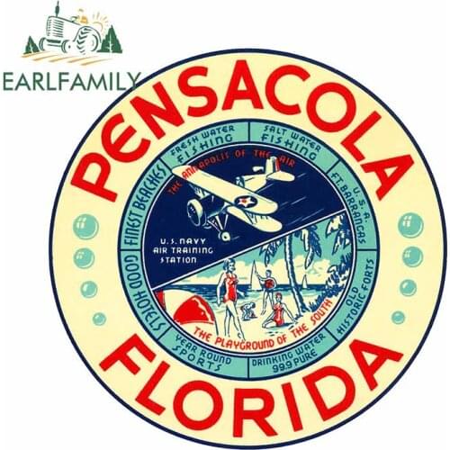 EARLFAMILY 13cm x 12.8cm for Pensacola Florida Motorcycle Car Stickers Waterproof Motorcycle Decal Refrigerator Vinyl Car Wrap