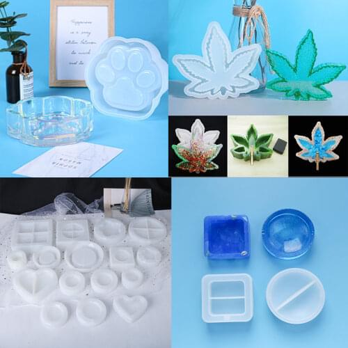 DIY Epoxy Mold Maple Leaf Snow Mountain Geometric Shape Love Cat Claw Multi-style Ashtray Silicone Mold Mirror